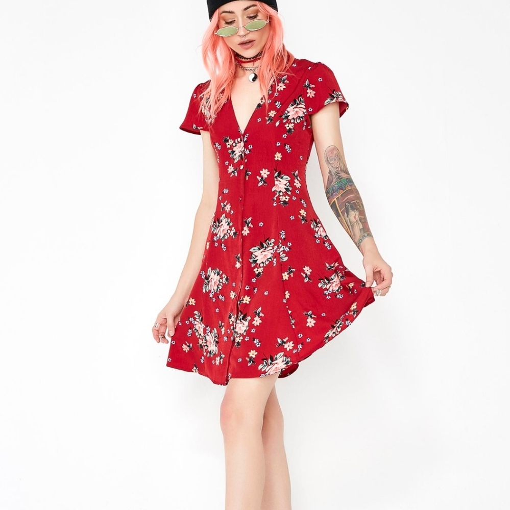 Dolls Kill Minnie Who Mini Button Floral Dress
